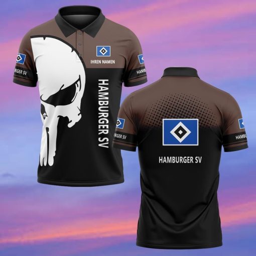 Hamburger SV Individueller Name Premium Ausgabe Totenkopf Polo Hemd Hamburger SV Individueller Name Premium Ausgabe Totenkopf Polo Hemd