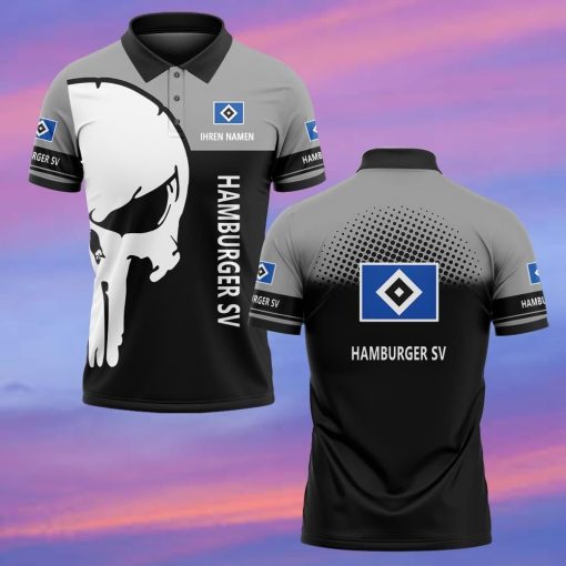 Hamburger SV Individueller Name Premium Ausgabe Totenkopf Polo Hemd Hamburger SV Individueller Name Premium Ausgabe Totenkopf Polo Hemd