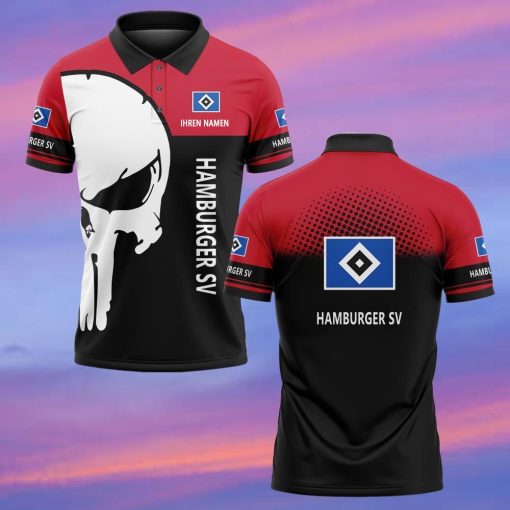 Hamburger SV Individueller Name Premium Ausgabe Totenkopf Polo Hemd Hamburger SV Individueller Name Premium Ausgabe Totenkopf Polo Hemd