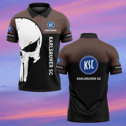 Karlsruher SC Individueller Name Premium Ausgabe Totenkopf Polo Hemd