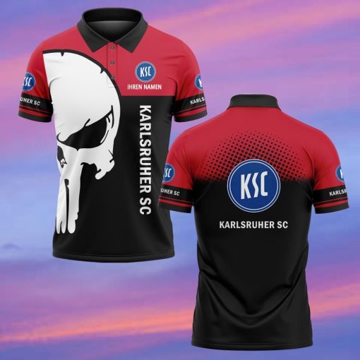 Karlsruher SC Individueller Name Premium Ausgabe Totenkopf Polo Hemd