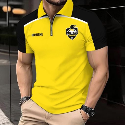Krefeld Pinguine Individueller Name Modernes Sport – Reißverschluss Poloshirt