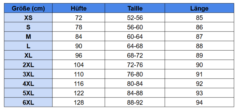 Leggings-Größentabelle