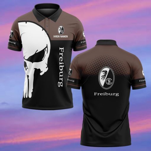 SC Freiburg Individueller Name Premium Ausgabe Totenkopf Polo Hemd SC Freiburg Individueller Name Premium Ausgabe Totenkopf Polo Hemd