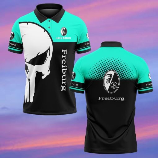 SC Freiburg Individueller Name Premium Ausgabe Totenkopf Polo Hemd SC Freiburg Individueller Name Premium Ausgabe Totenkopf Polo Hemd