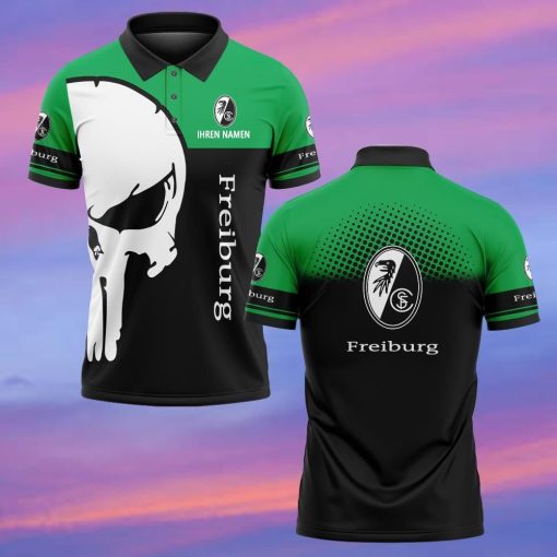 SC Freiburg Individueller Name Premium Ausgabe Totenkopf Polo Hemd SC Freiburg Individueller Name Premium Ausgabe Totenkopf Polo Hemd