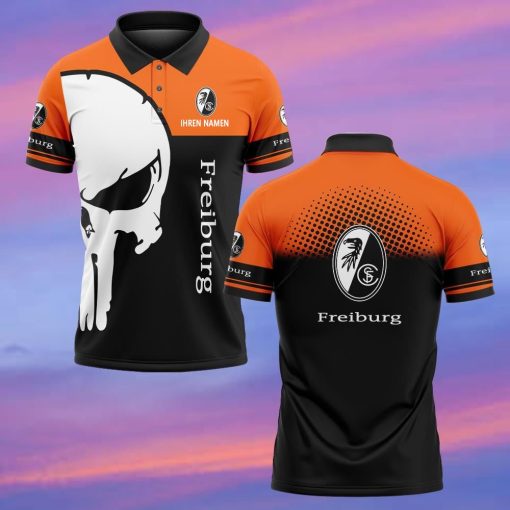SC Freiburg Individueller Name Premium Ausgabe Totenkopf Polo Hemd SC Freiburg Individueller Name Premium Ausgabe Totenkopf Polo Hemd