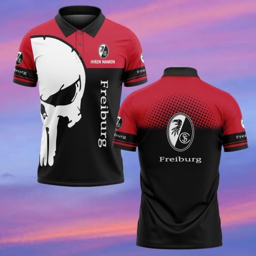 SC Freiburg Individueller Name Premium Ausgabe Totenkopf Polo Hemd SC Freiburg Individueller Name Premium Ausgabe Totenkopf Polo Hemd