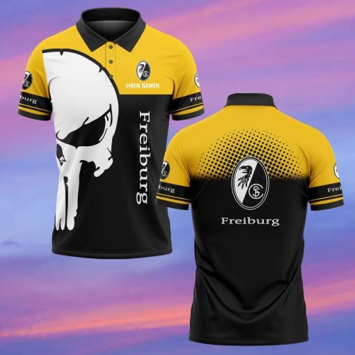 SC Freiburg Individueller Name Premium Ausgabe Totenkopf Polo Hemd SC Freiburg Individueller Name Premium Ausgabe Totenkopf Polo Hemd