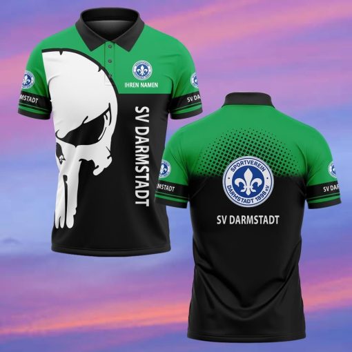 SV Darmstadt 98 Individueller Name Premium Ausgabe Totenkopf Polo Hemd