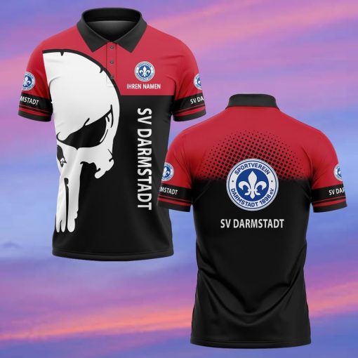 SV Darmstadt 98 Individueller Name Premium Ausgabe Totenkopf Polo Hemd