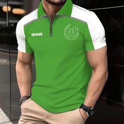 VfL Wolfsburg Individueller Name Modernes Sport – Reißverschluss Poloshirt