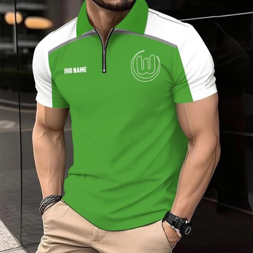 VfL Wolfsburg Individueller Name Modernes Sport – Reißverschluss Poloshirt