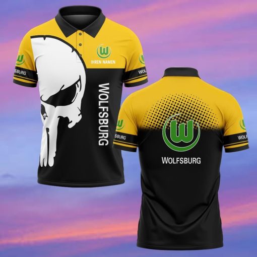 VfL Wolfsburg Individueller Name Premium Ausgabe Totenkopf Polo Hemd