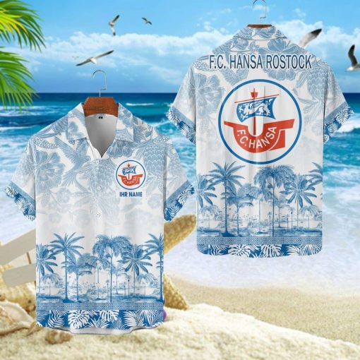 FC Hansa Rostock Individueller Name Einzigartiges Tropisches Muster Aloha-Outfit