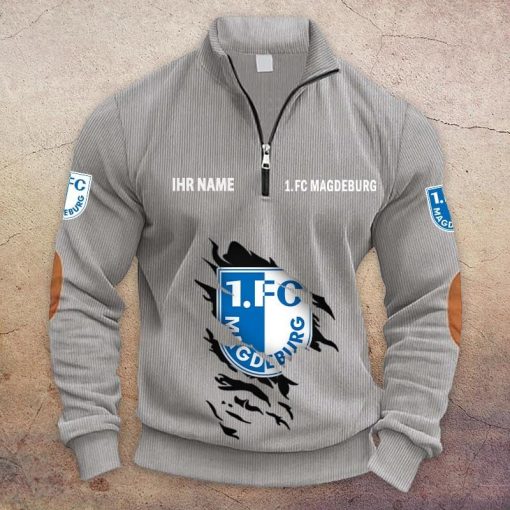 1. FC Magdeburg Individueller Name Neue Version Halbzip-Pullover 1. FC Magdeburg Individueller Name Neue Version Halbzip-Pullover