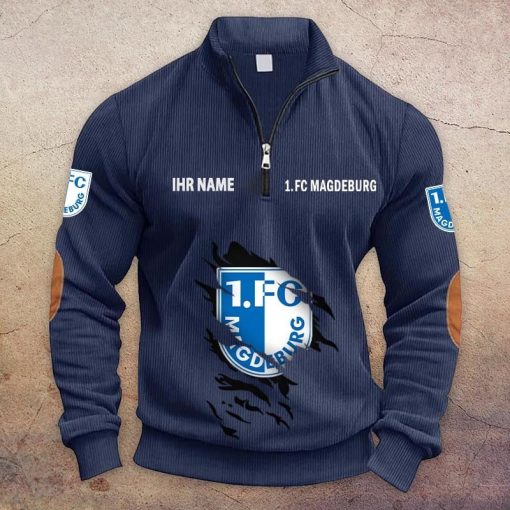 1. FC Magdeburg Individueller Name Neue Version Halbzip-Pullover 1. FC Magdeburg Individueller Name Neue Version Halbzip-Pullover