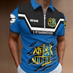 1. FC Saarbrücken Individueller Name Neue Version Reißverschluss Poloshirt