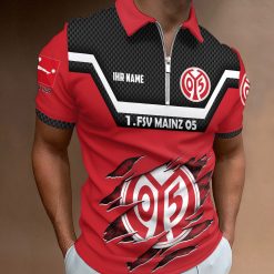1. FSV Mainz 05 Individueller Name Neue Version Reißverschluss Poloshirt