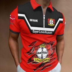 Bayer 04 Leverkusen Individueller Name Neue Version Reißverschluss Poloshirt