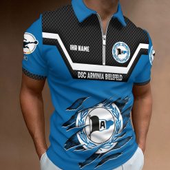 DSC Arminia Bielefeld Individueller Name Neue Version Reißverschluss Poloshirt