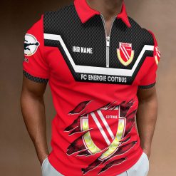 Energie Cottbus Individueller Name Neue Version Reißverschluss Poloshirt