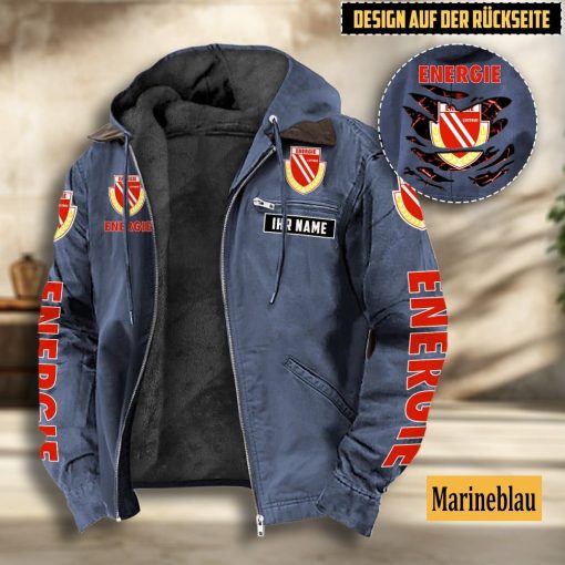 Energie Cottbus Individueller Name Sonderausgabe Flanell-Hoodie Energie Cottbus Individueller Name Sonderausgabe Flanell-Hoodie