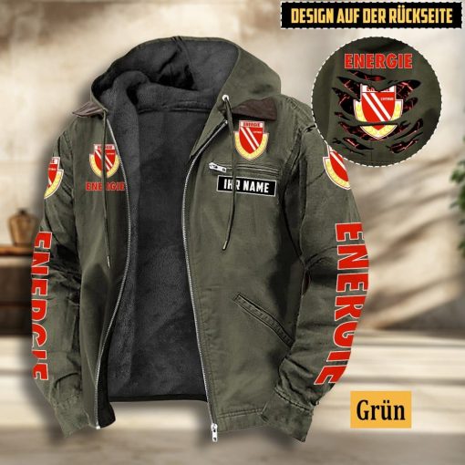 Energie Cottbus Individueller Name Sonderausgabe Flanell-Hoodie Energie Cottbus Individueller Name Sonderausgabe Flanell-Hoodie