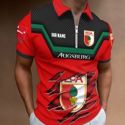 FC Augsburg Individueller Name Neue Version Reißverschluss Poloshirt