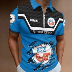 FC Hansa Rostock Individueller Name Neue Version Reißverschluss Poloshirt