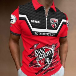 FC Ingolstadt 04 Individueller Name Neue Version Reißverschluss Poloshirt
