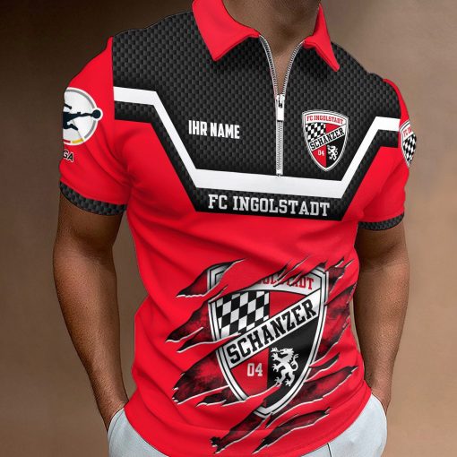 FC Ingolstadt 04 Individueller Name Neue Version Reißverschluss Poloshirt