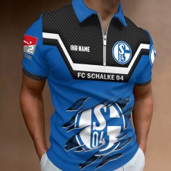 FC Schalke 04 Individueller Name Neue Version Reißverschluss Poloshirt