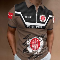 FC St. Pauli Individueller Name Neue Version Reißverschluss Poloshirt
