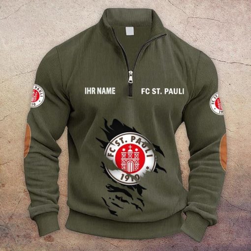FC St. Pauli Individueller Name Neue Version Halbzip-Pullover FC St. Pauli Individueller Name Neue Version Halbzip-Pullover