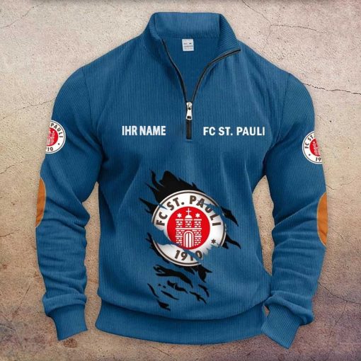 FC St. Pauli Individueller Name Neue Version Halbzip-Pullover FC St. Pauli Individueller Name Neue Version Halbzip-Pullover