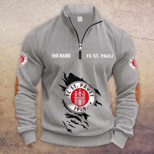 FC St. Pauli Individueller Name Neue Version Halbzip-Pullover FC St. Pauli Individueller Name Neue Version Halbzip-Pullover