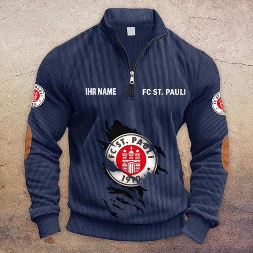 FC St. Pauli Individueller Name Neue Version Halbzip-Pullover FC St. Pauli Individueller Name Neue Version Halbzip-Pullover