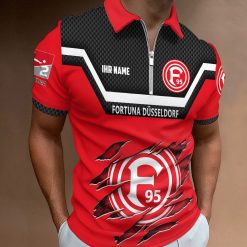 Fortuna Düsseldorf Individueller Name Neue Version Reißverschluss Poloshirt