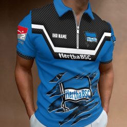 Hertha BSC Individueller Name Neue Version Reißverschluss Poloshirt