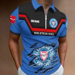 Holstein Kiel Individueller Name Neue Version Reißverschluss Poloshirt
