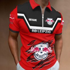 RB Leipzig Individueller Name Neue Version Reißverschluss Poloshirt