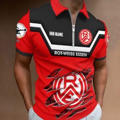 Rot-Weiss Essen Individueller Name Neue Version Reißverschluss Poloshirt