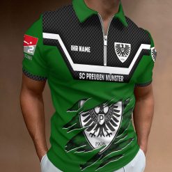 SC Preußen Münster Individueller Name Neue Version Reißverschluss Poloshirt