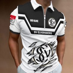 SV Elversberg Individueller Name Neue Version Reißverschluss Poloshirt