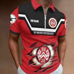 SV Wehen Wiesbaden Individueller Name Neue Version Reißverschluss Poloshirt