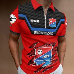 SpVgg Unterhaching Individueller Name Neue Version Reißverschluss Poloshirt