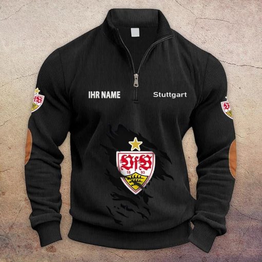 VfB Stuttgart Individueller Name Neue Version Halbzip-Pullover