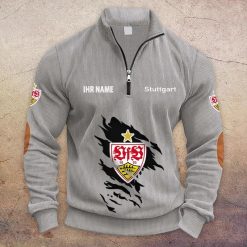 VfB Stuttgart Individueller Name Neue Version Halbzip-Pullover
