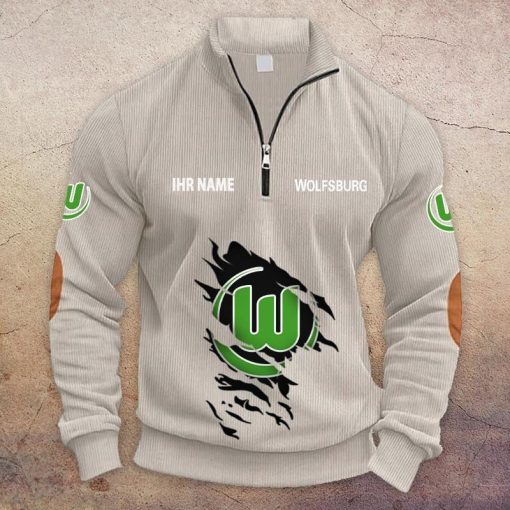 VfL Wolfsburg Individueller Name Neue Version Halbzip-Pullover VfL Wolfsburg Individueller Name Neue Version Halbzip-Pullover